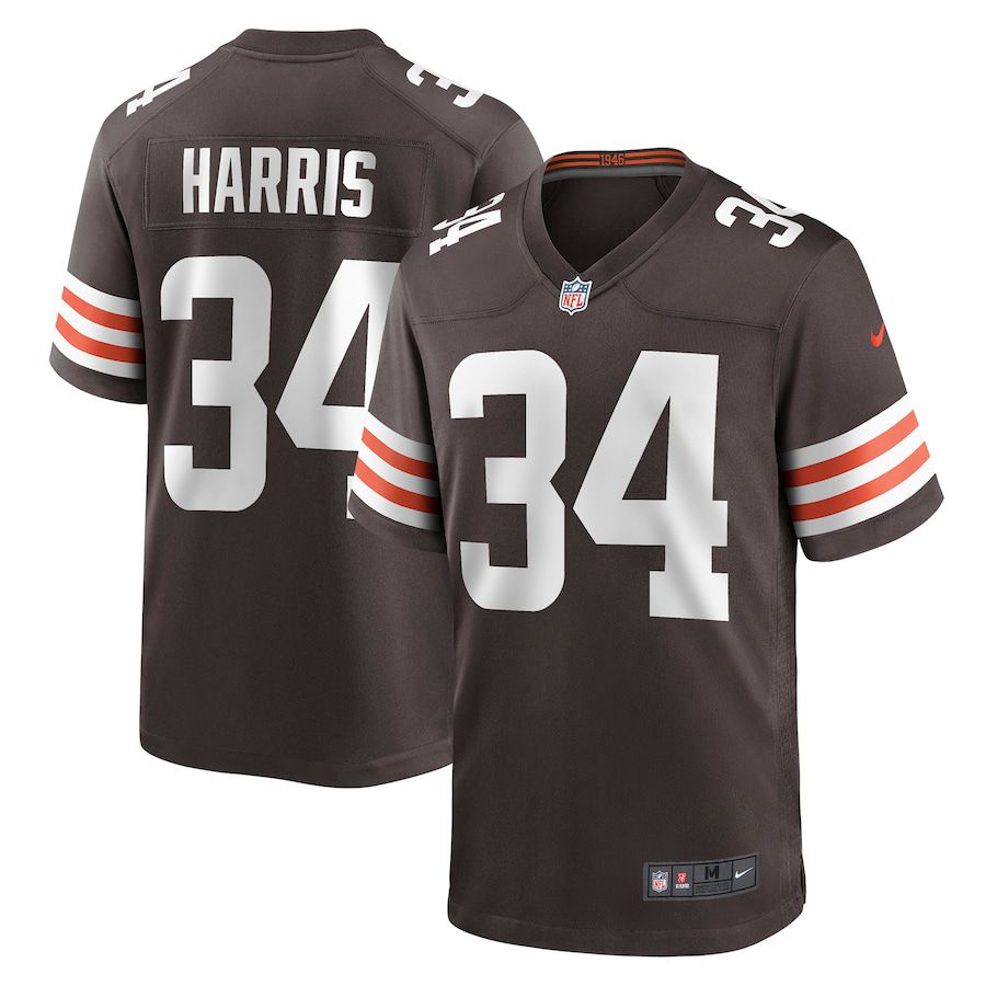 Men Cleveland Browns #34 Tim Harris Nike Brown Game NFL Jersey